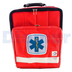 Botiquin Mochila Oxigenoterapia Sherpa Rojo con Escudo Cruz de la Vida